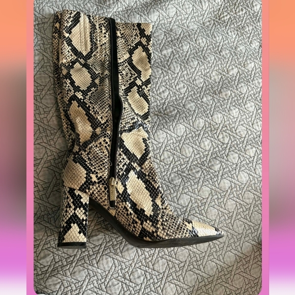 Guess Snakeskin Pattern Knee-High Boots - Picture 4 of 5